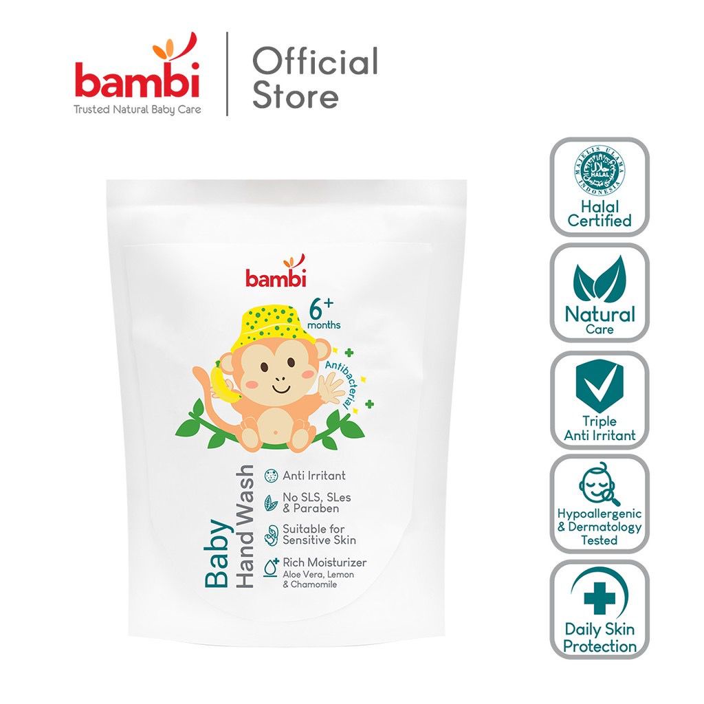 Bambi Baby Antibacterial Hand Wash 300ml (Refill) | Sabun Cuci Tangan Bayi Anak Kulit Normal