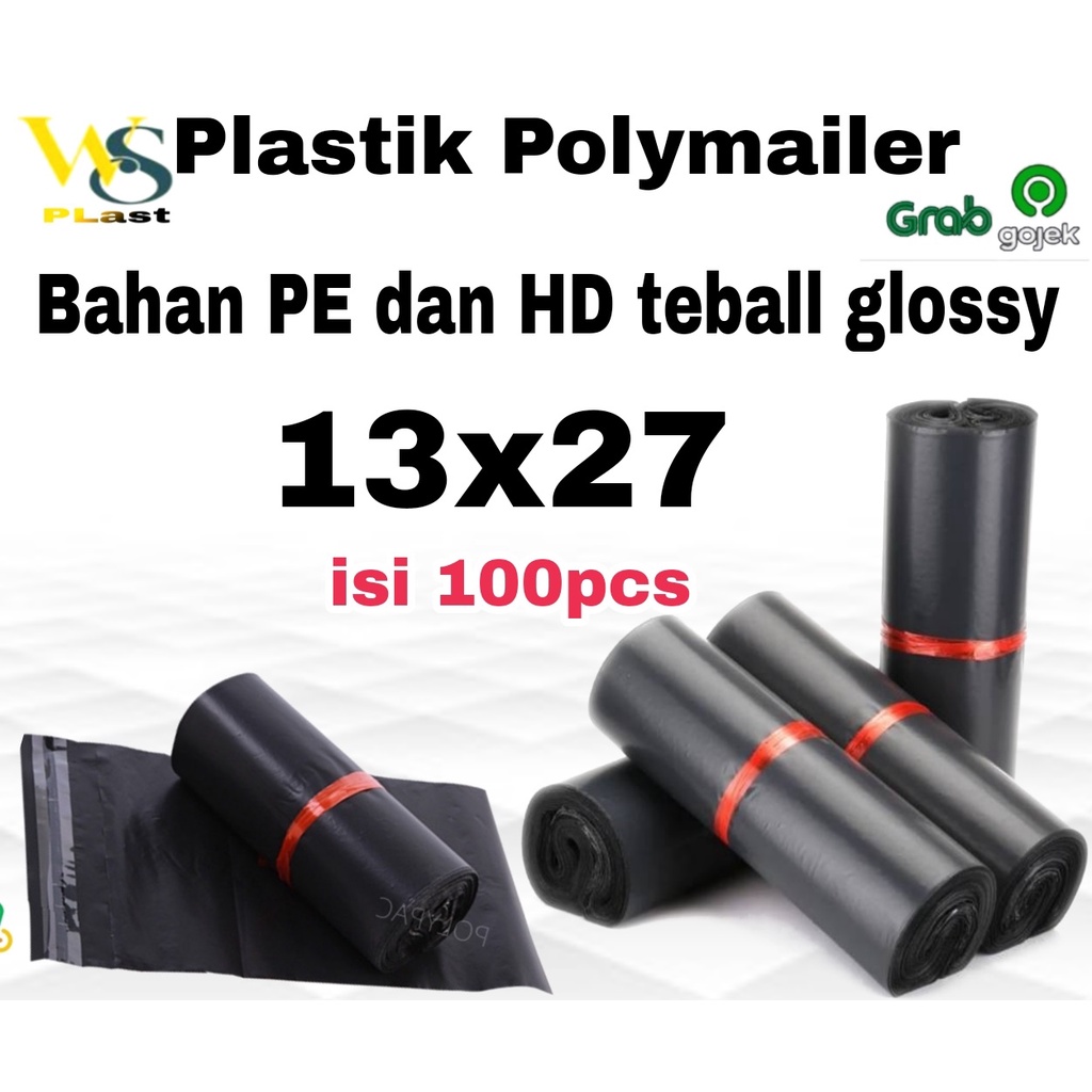 

Plastik Polymailer / Packing olshop 13X27 cm 100pcs Bahan PE Glossy Teball