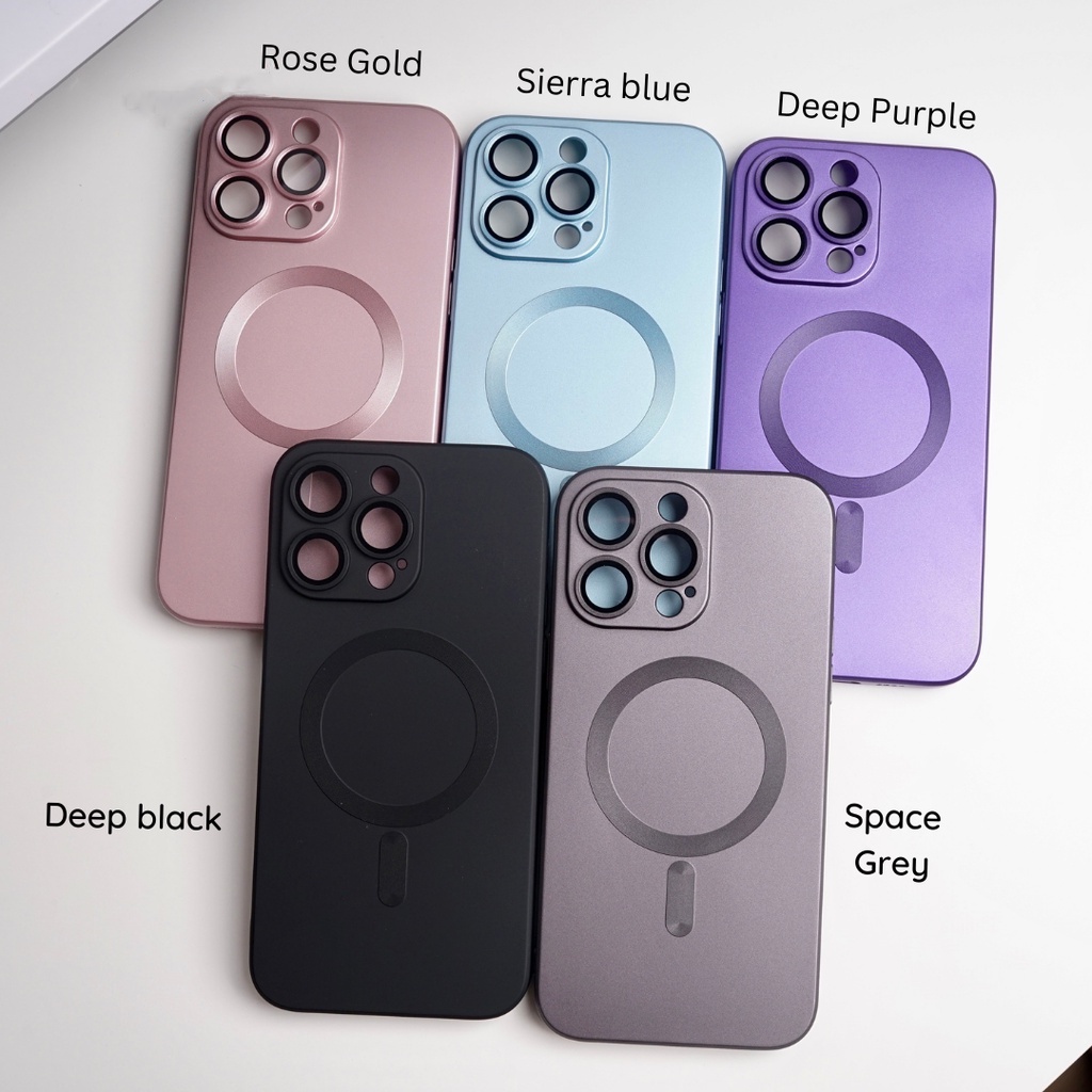 New Luxury Plating Magnet case for iPhone 11 12 13 14 Pro Max new model with lens protective film 11 Pro Max advanced electroplated Purple matte and fall proof silicone case