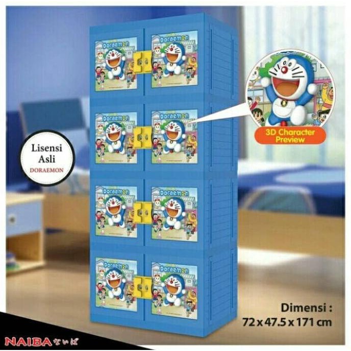 

KHUSUS GOSEND---LEMARI PLASTIK NAIBA 3D DORAEMON SUSUN 4 stock ready