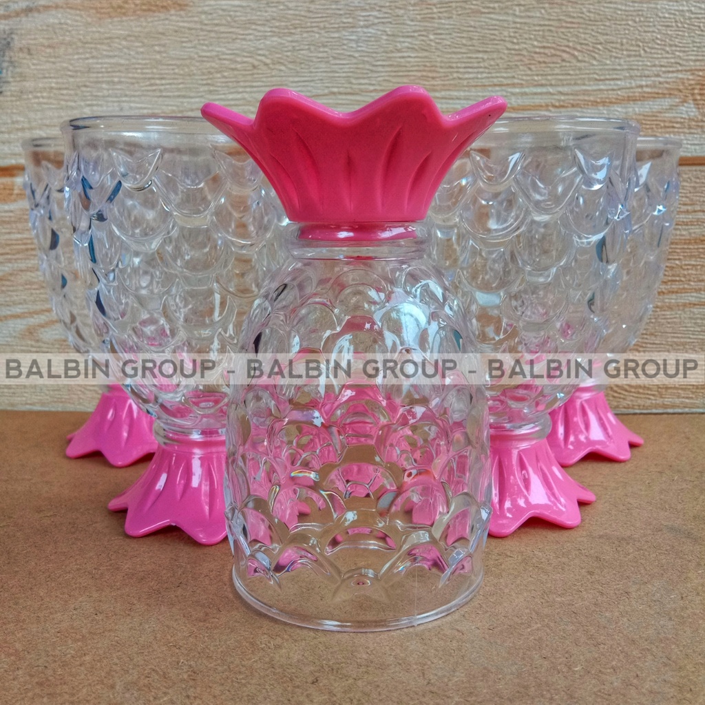 SATU SET ISI 12 PCS / 1 LUSIN | GELAS SIRUP GOLDEN SUNKIST 200.ML GELAS NANAS TERBARU - GELAS PLASTIK BPA FREE FOOD GRADE