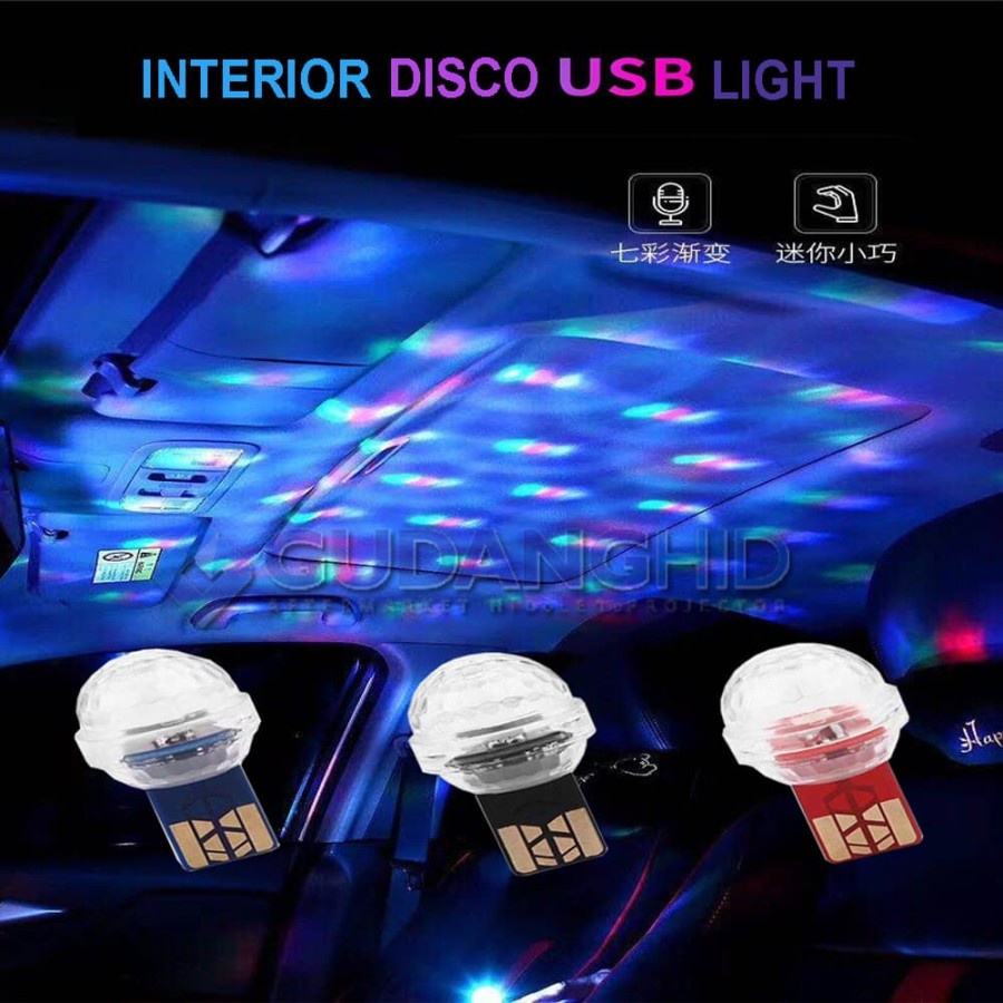 Lampu USB Disco Mini Light Music LED RGB Kabin Interior Atmosphere