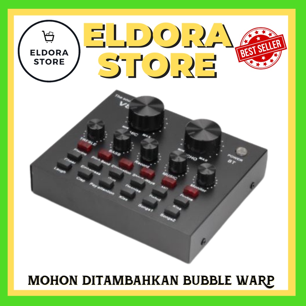 SoundCard V8 Audio untuk HP PC Mac Live Broadcast Karaoke Smule WeSing Original | Sound Card