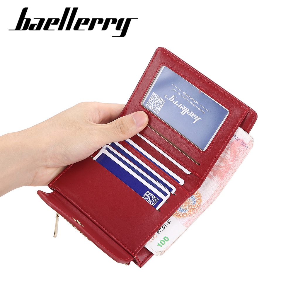 DOMPET LIPAT WANITA BAELLERRY WA614R1 ORIGINAL KECIL KULIT MERAH KELLEY REMAJA PREMIUM BRANDED FASHION  KEKINIAN IMPORT KOREA PENDEK KARTU RESLETING UANG KOIN MINI BATAM