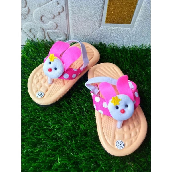 [1-3 TAHUN] Sandal Jepit Anak Perempuan press boneka kelinci rabbit / Sendal boneka  anak cewe press / SANDAL BABY KIDS BONEKA / SANDAL PREWALKER BAYI BONEKA