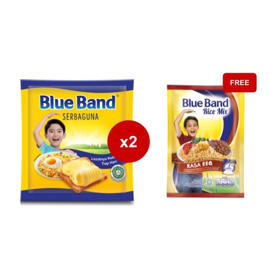 Blue Band Serbaguna Margarin Masak 200 gr x 2 pcs + Free Blue Band Rice Mix BBQ Bumbu Nasi 45 gr