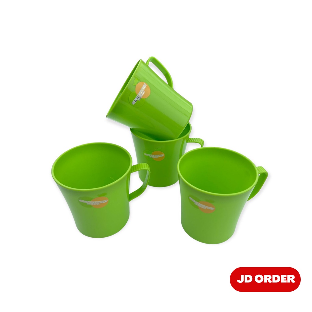 Cangkir Kopi Teh Susu, Mug Air Minum, Gelas Plastik 300ml - Golden Sunkist MOK 7026