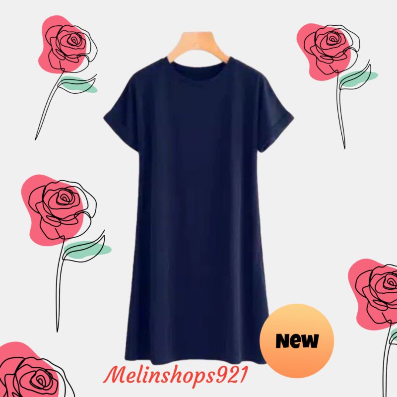 DRESS/DASTER  WANITA DEWASA LENGAN PENDEK BAHAN KAOS SPANDEK DRESS POLOS TERMURAH