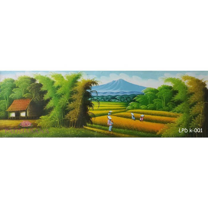 Lukisan Pemandangan Alam Kampung Desa Sawah Padi LPD k-001