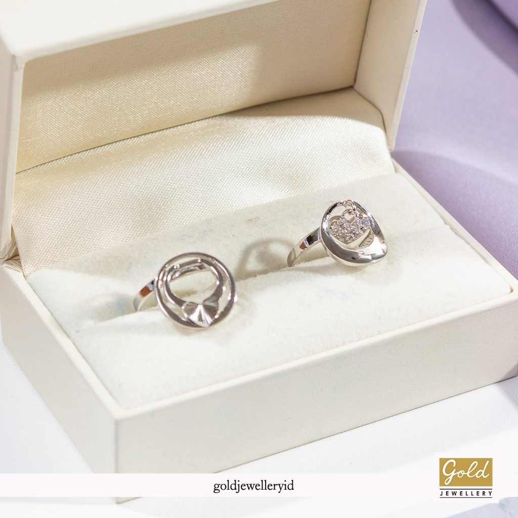 Cincin emas putih kadar 750 17k - PC04112200 - model lingkaran hati / love circle