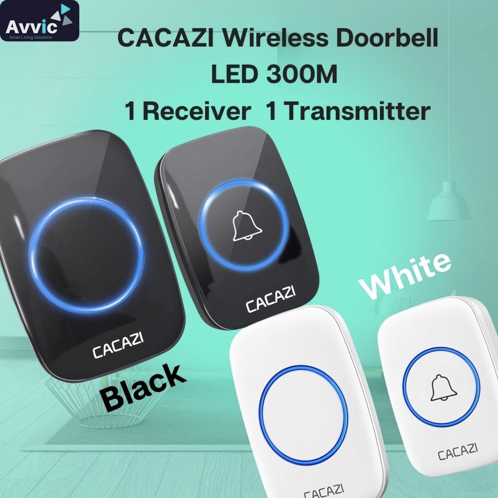 CACAZI Wireless Doorbell Waterproof IP44 – Bel Pintu Rumah Remote 1 Transmitter 1 Receiver 38 Nada