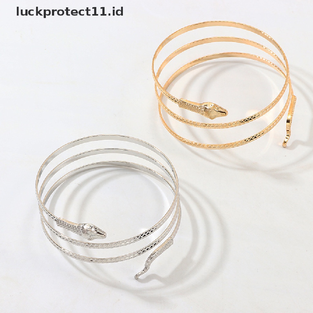 Gelang Bangles Model Terbuka Dapat Disesuaikan Desain Ular Gaya Punk Gothic Untuk Wanita