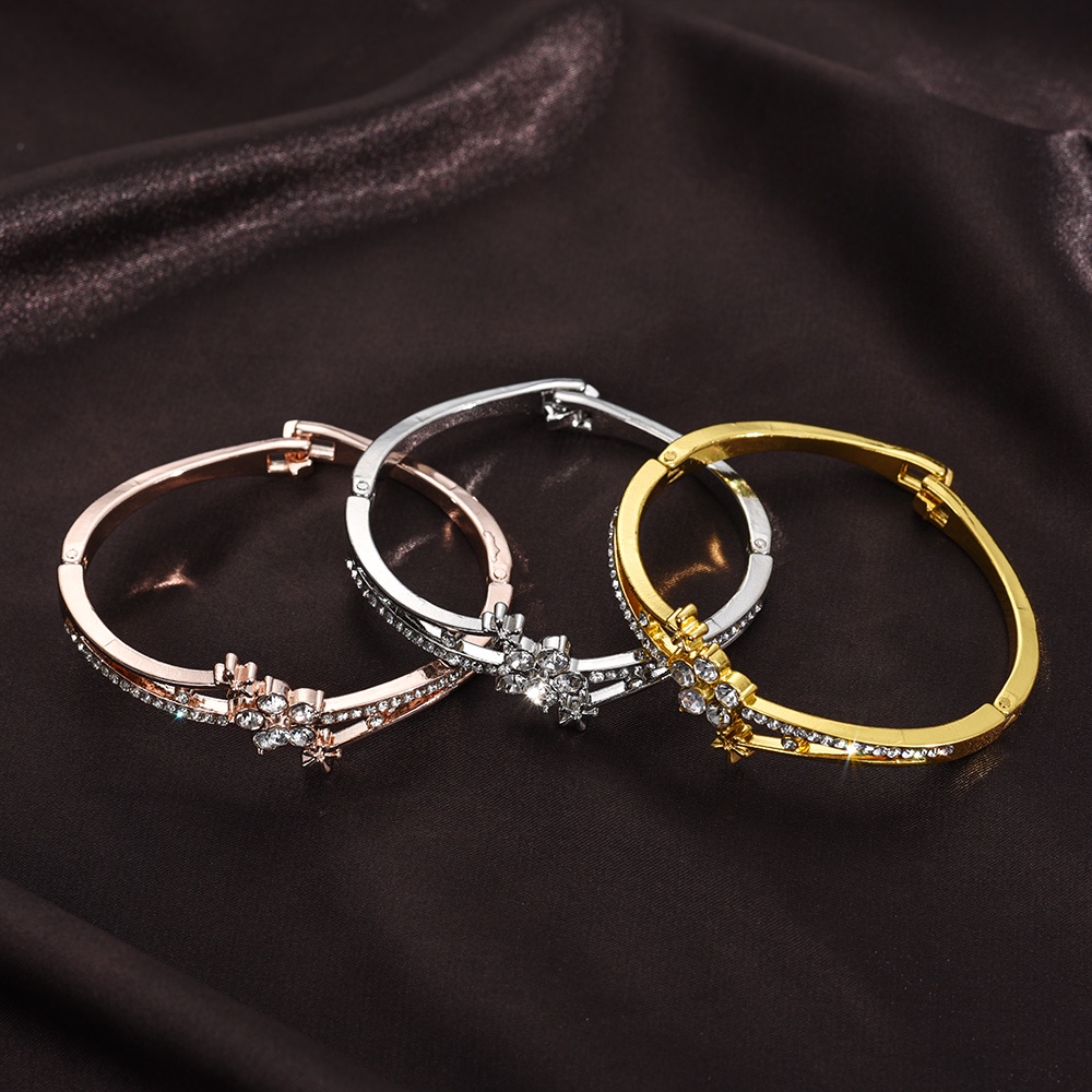 Gelang Bangle Model Terbuka Dapat Disesuaikan Desain Bunga Gaya Boho Korea Untuk Wanita