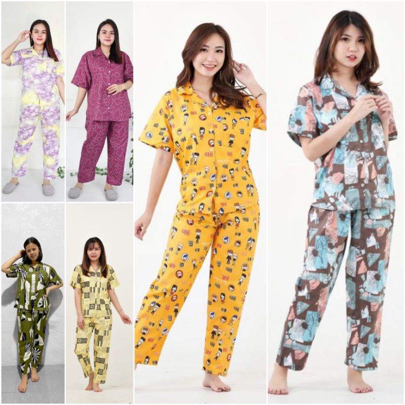 [Fashion Wanita] Baju tidur PIYAMA setelan | oneset | karakter | motif terbaru