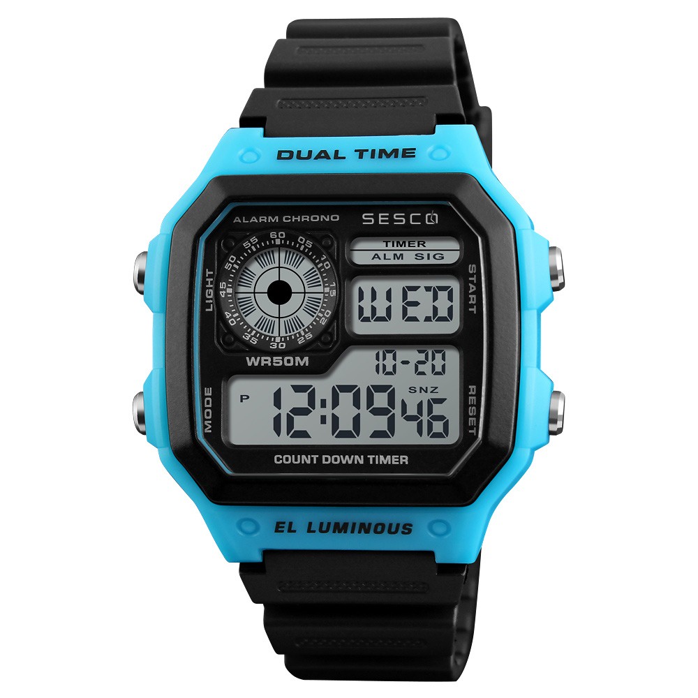 SESCO 1299 Jam Tangan Digital Pria Original Bergaransi Resmi-Blue