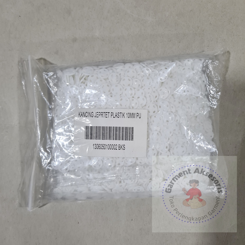 Kancing Jepret Putih Plastik Ukuran 10mm isi 1000pcs / Kancing Jepret Plastik Murah Original / Kanci