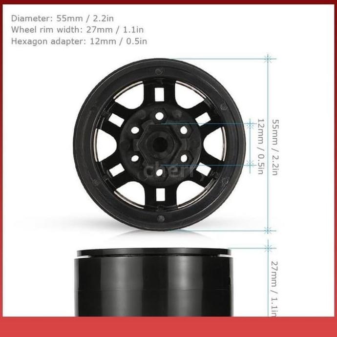 Velg Rc Beadlock 1/10 For Axial Scx10 Rc4Wd Ax616Bk