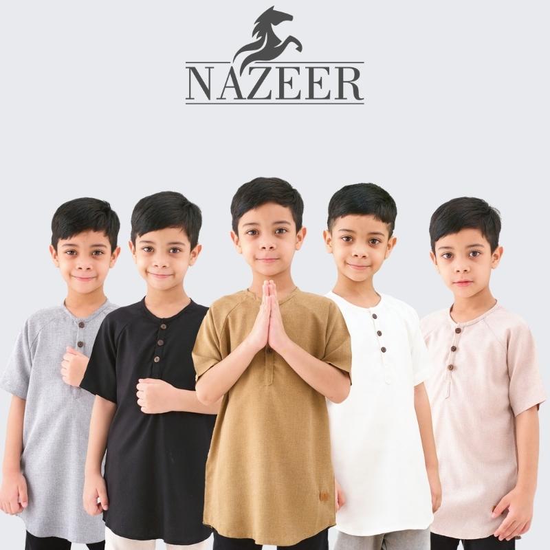 NAZEER Baju Muslim Koko Kurta Anak Cowok HASAN KIDS Lengan Pendek