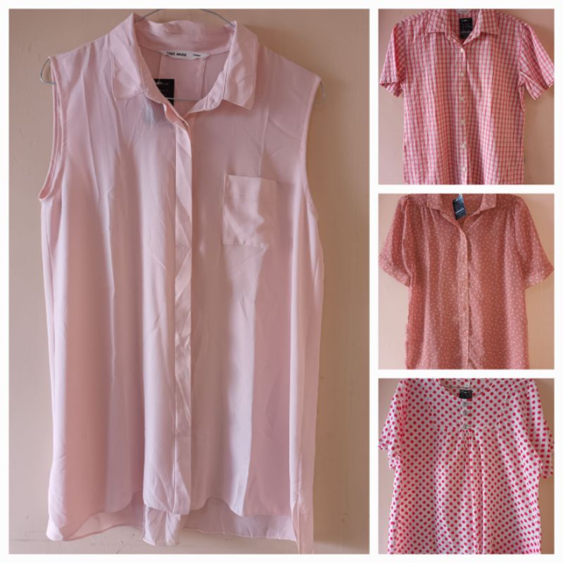 PRELOVED ATASAN WANITA LENGAN PENDEK WARNA PEACH & PINK