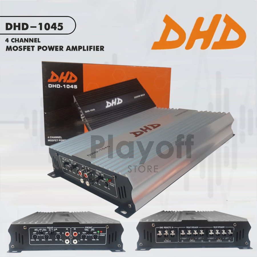 DHD 1045 Power Amplifier 4 Channel Audio Mobil Black And Silver