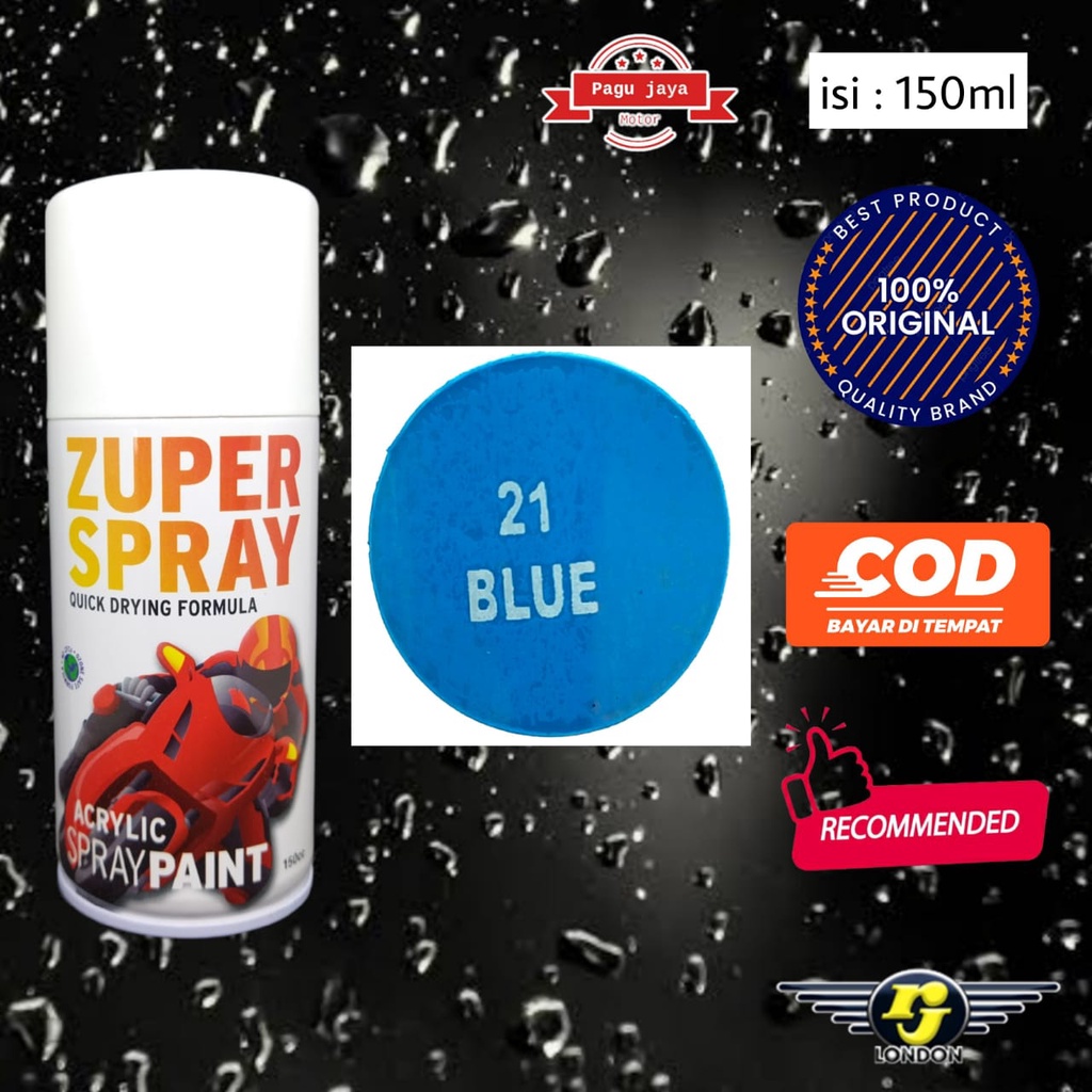 pilok pilox blue biru 150cc zuper spray cat semprot spray paint untuk motor mobil sepeda velg helm kayu besi plastik rj london