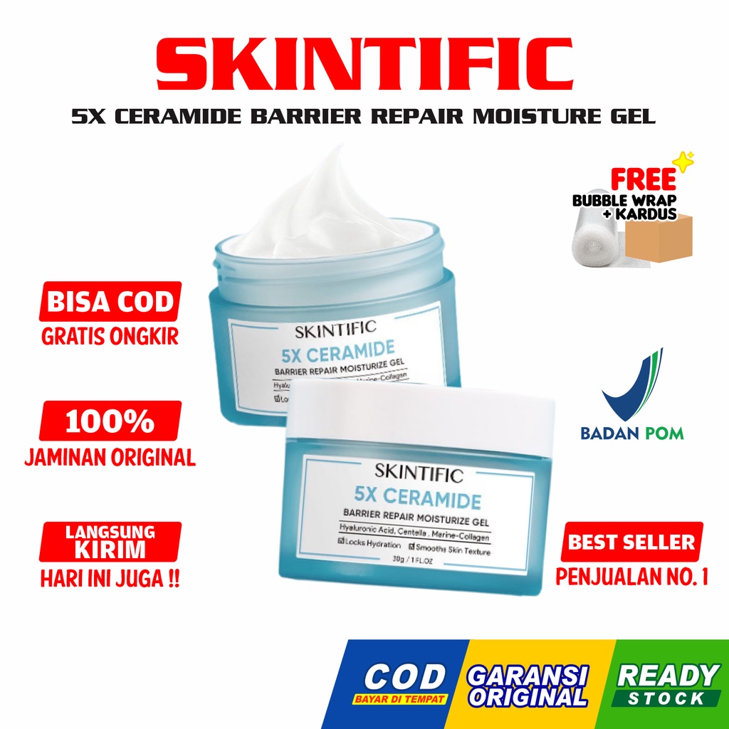 SKINTIFIC 5X Ceramide Skin Barrier Repair Moisturizer Gel 30g BPOM Original | Cream Pemutih Wajah