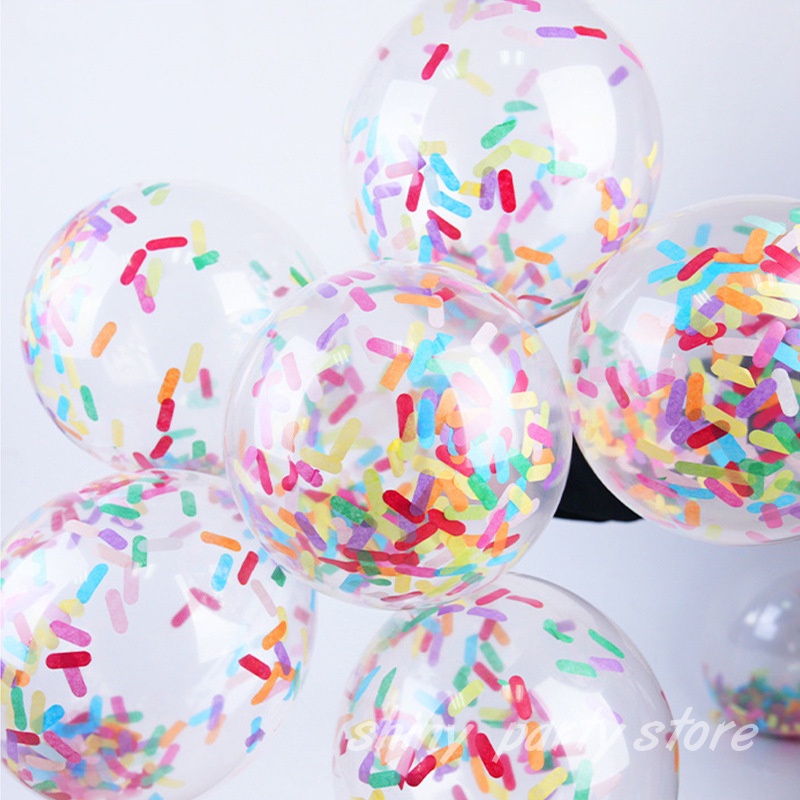 10pcs / Pak Balon Confetti 12inci Warna Campur Bahan Latex Untuk Dekorasi Pesta Ulang Tahun Anak