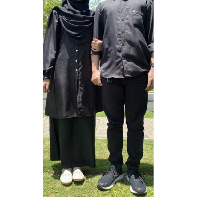 Couple project zivanya - Baju couple pasangan zena long tunik dan kameja bisa terpisah