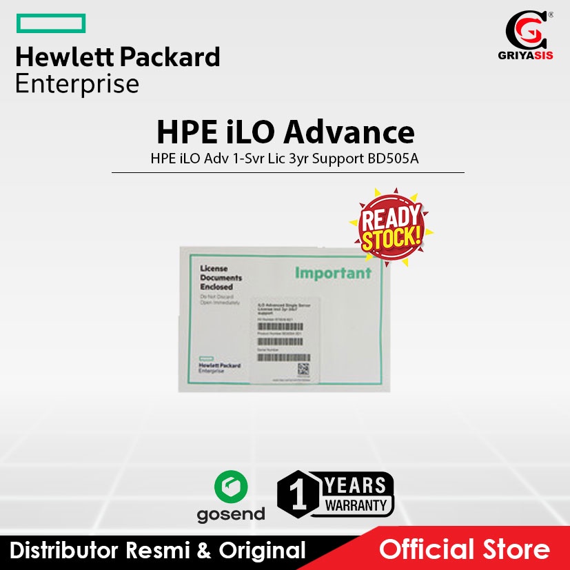 HPE iLO Advance 1 Server License 3 years Support BD505A