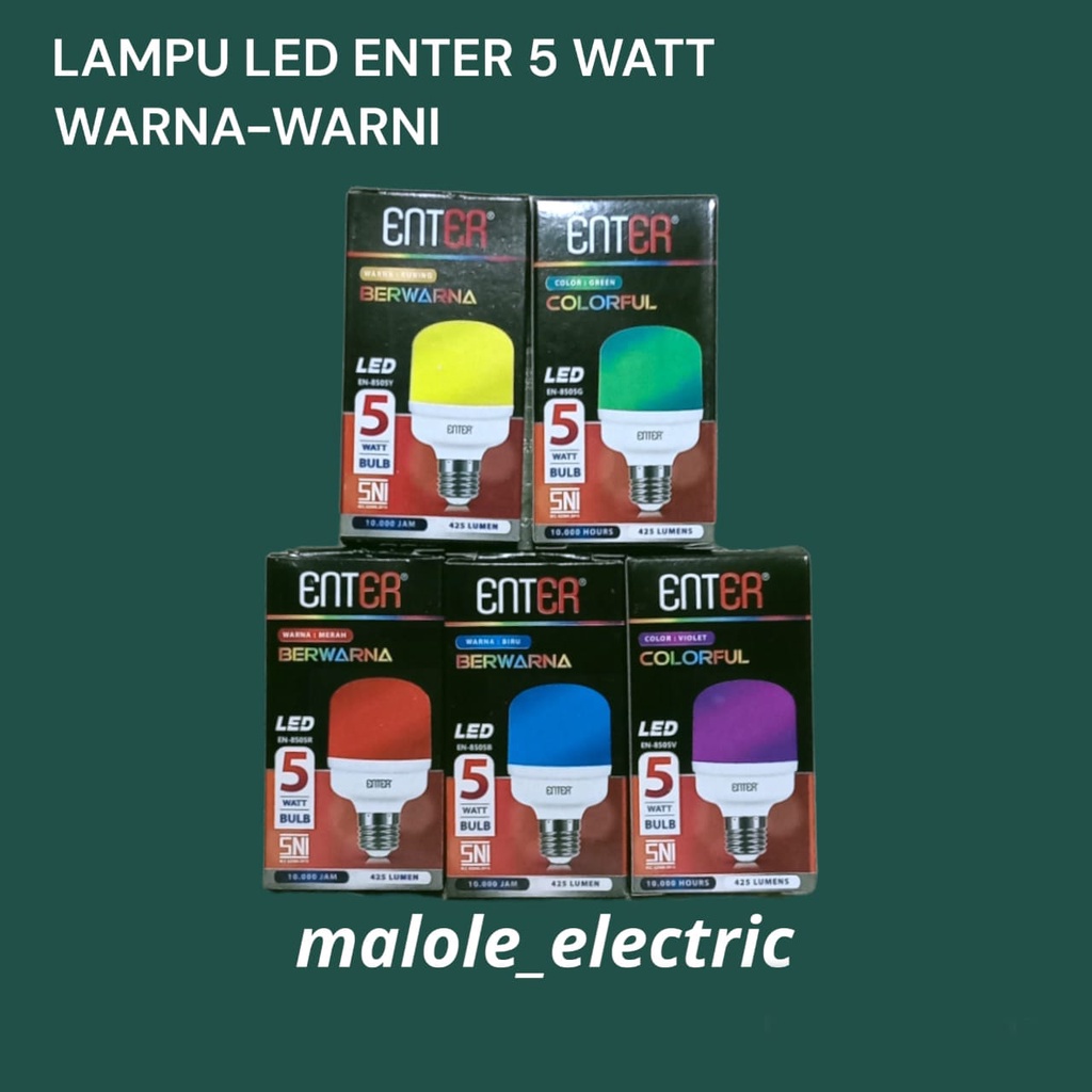 Lampu Led Hias Warna Warni  5 watt Enter/Lampu Dekor Led/Lampu Tidur Led /Lampu Warna Warni 5 Watt