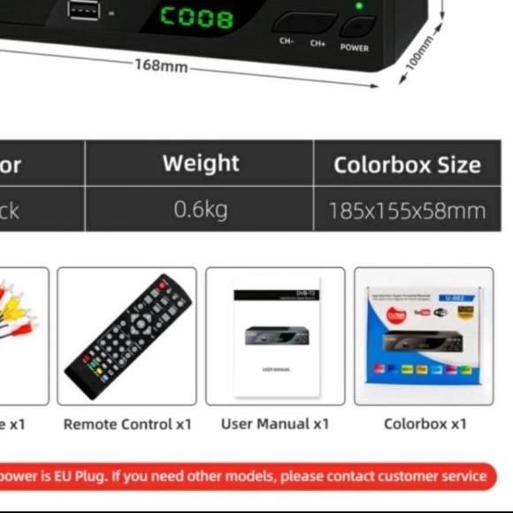 STB DVB T2 SET TOP BOX TV DIGITAL U-002 STB DVB T2 TV DIGITAL U-002