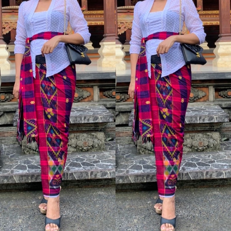 kamen lembaran endek dobol tabur emas set selendang // kamen endek tretes set selendang