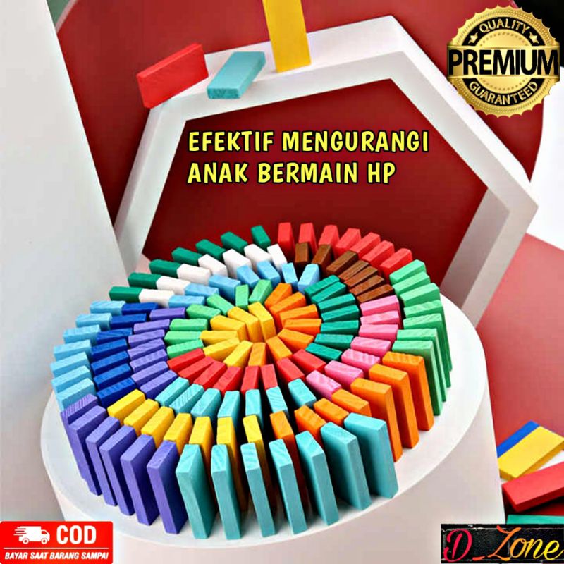 Mainan Edukasi Balok Domino 120 PCS Mainan Anak Balok Domino Warna Warni