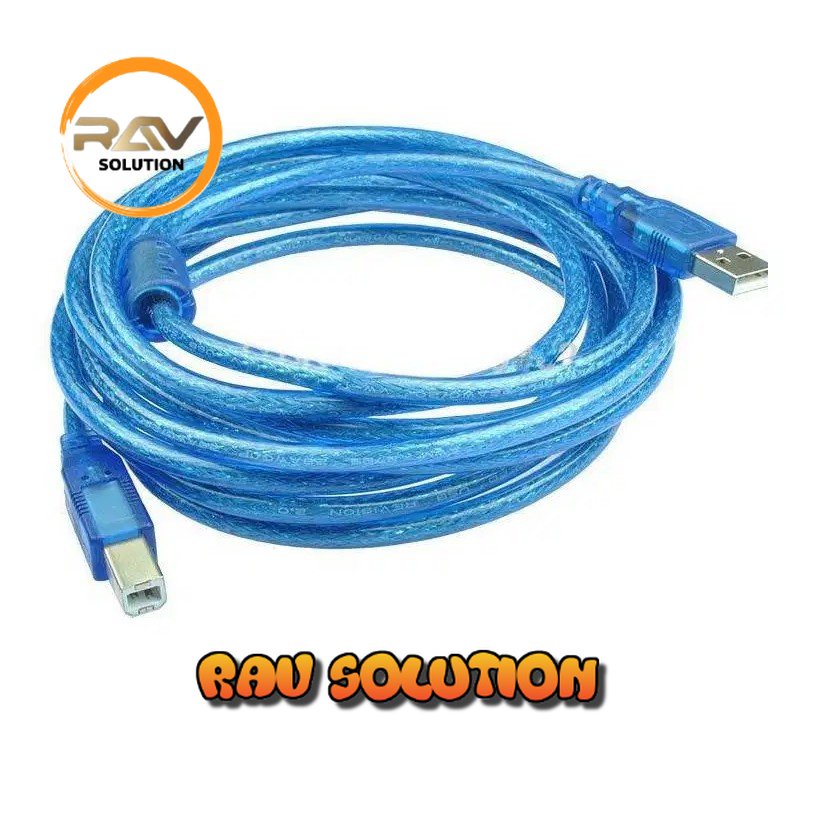 KABEL USB PRINTER 5 METER / 5 M/ 5M GOOD QUALITY TRANSPARAN BIRU