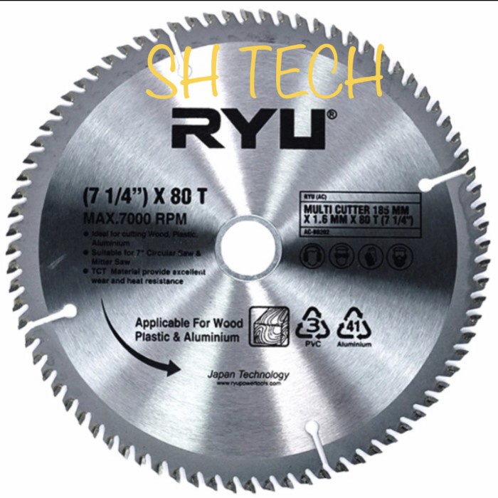 Multi Cutter Ryu 7 Inch X 80 T Mata Pisau Potong Alumunium 185 Mm