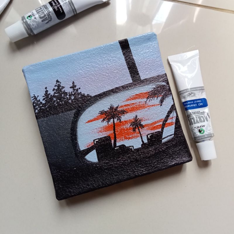 

Lukisan Cat Akrilik Mini Kanvas ukuran 10x10 CM