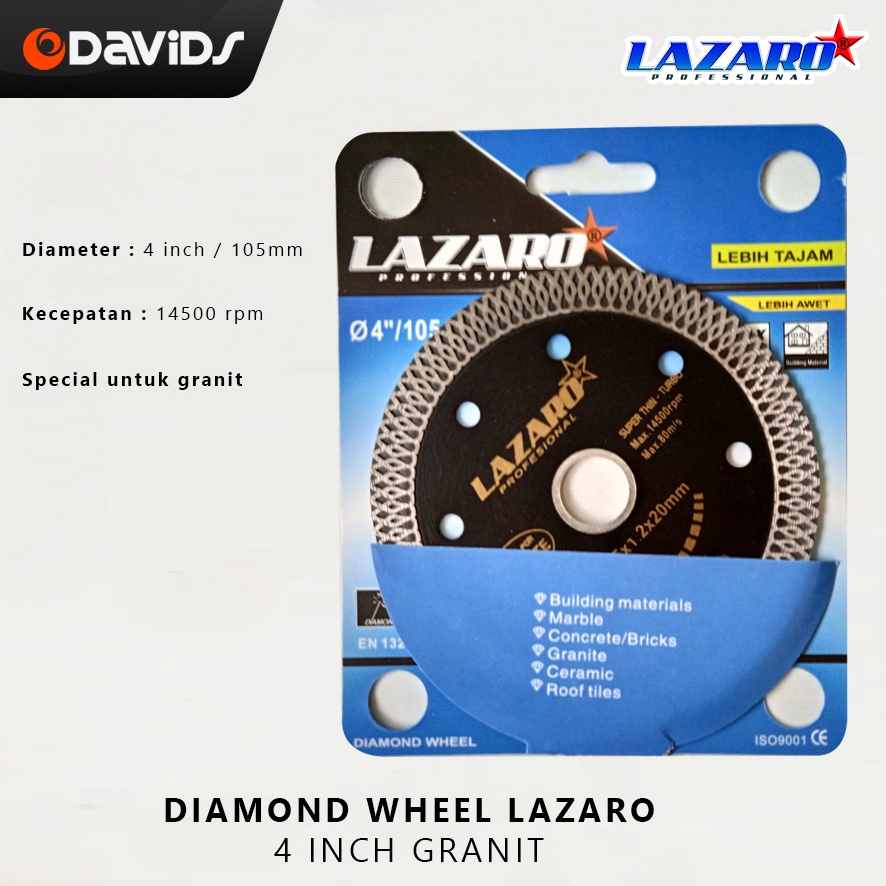 Mata Potong Granit Pisau Potong Keramik Diamond Wheel Lazaro 4&quot; Turbo