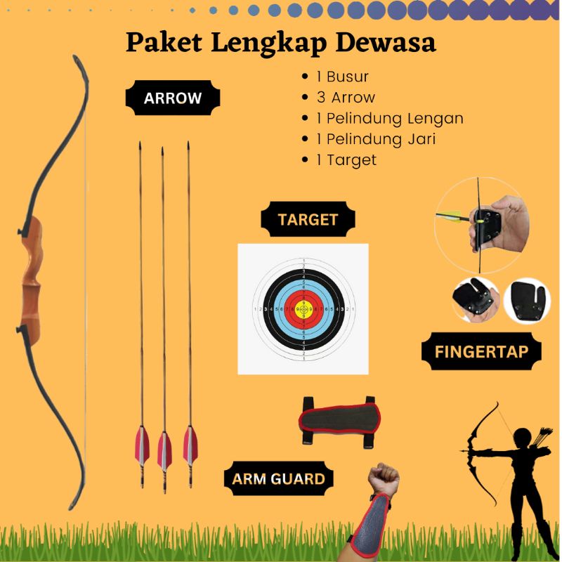 Paket Busur Panah Olahraga Panahan Dewasa