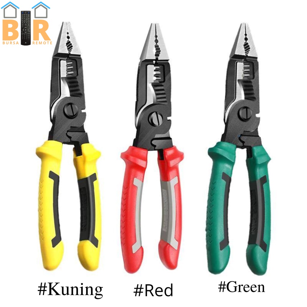 Tang Listrik Kombinasi 6In1 Potong Kupas Kabel Kawat Stripper Crimper Multifungsi