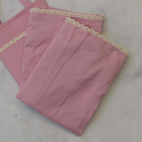 Mukena Polos Renda - Renda Kecil, Pink