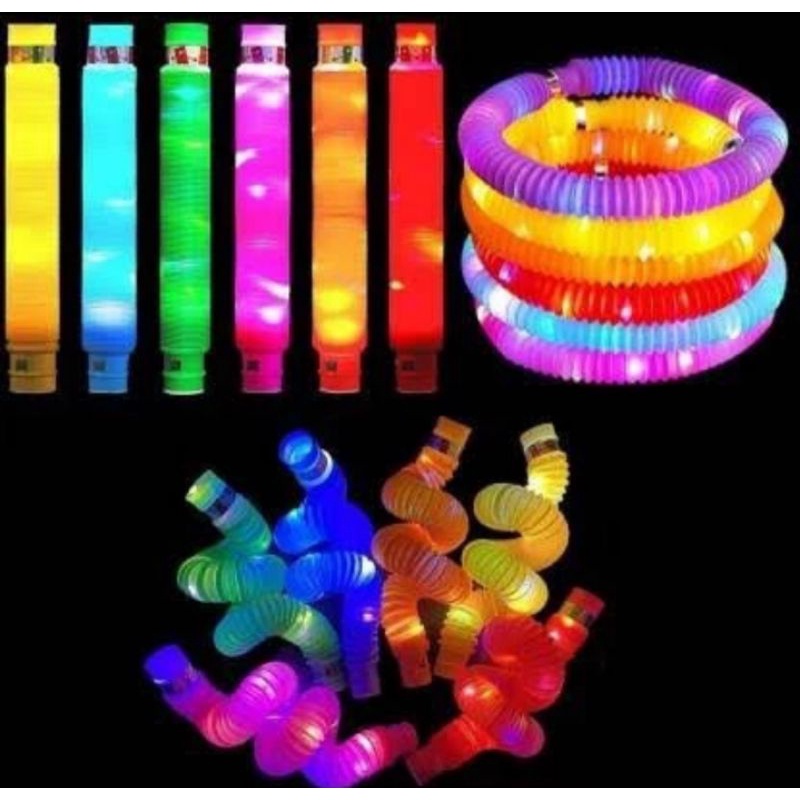 Lampu LED Light Up Pop Tubes Pipes Mainan Anak Pipa Stick Tarik Glow Kedip Kedip