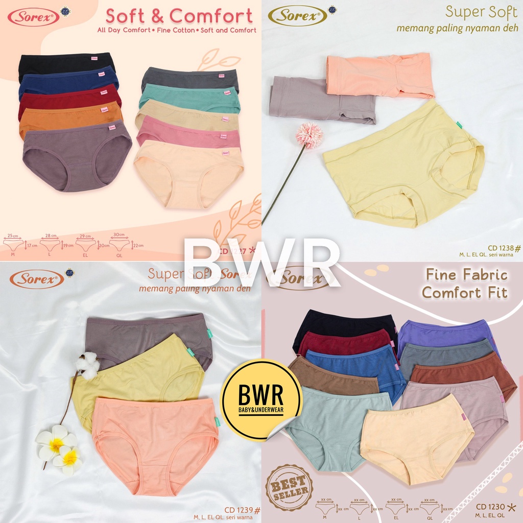 [ 3pc ] CD Sorex 1178 1227 1230 1232 1233 1238 1239 1251 1255 1257 / Celana Dalam Wanita Dewasa Sorex Midi Basic CD Super Soft | Bwr