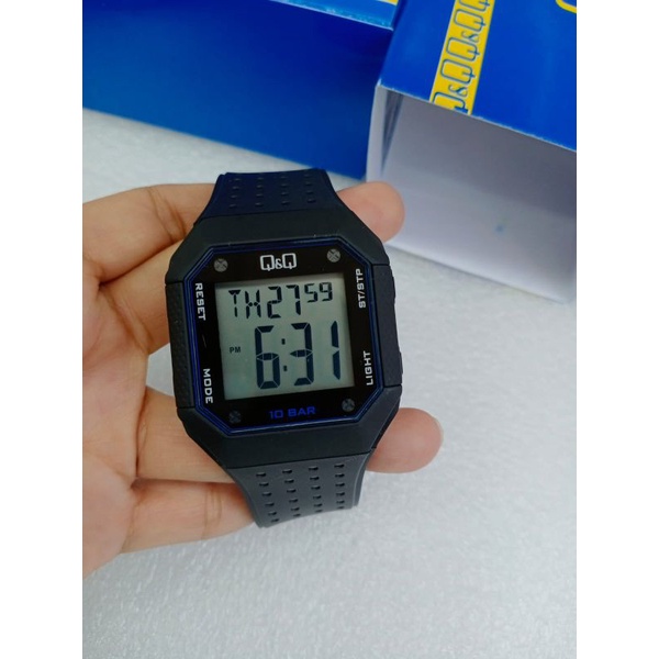 jam tangan QQ segi digital pria original tahan air tali rubber