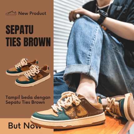 Ties Brown Sneakers / Sepatu Pria Ties Brown Import Limited Edition
