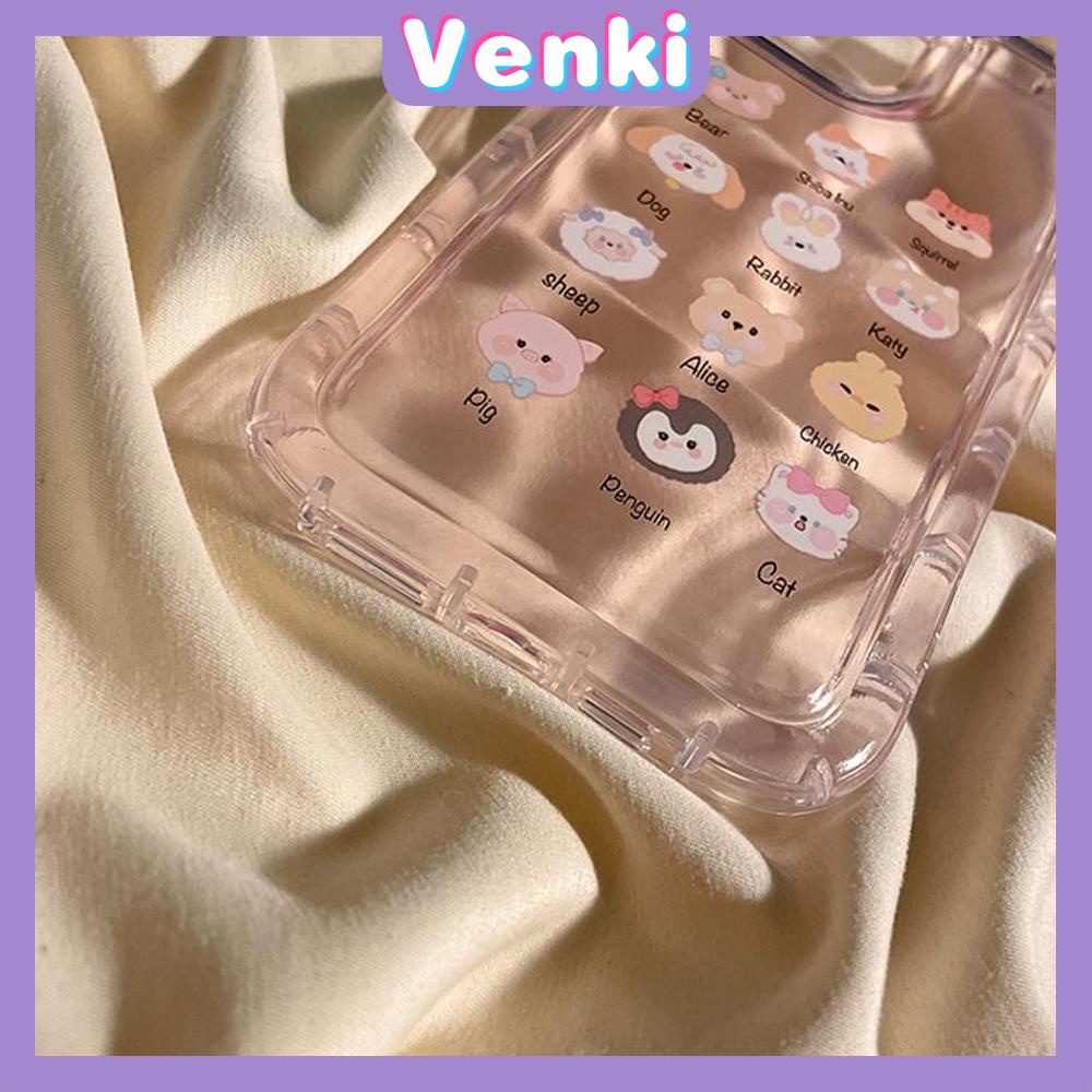 Case For iPhone 14 Pro Max TPU Soft Jelly Airbag Case Clear Pink Cute Animals Case Camera Protection Shockproof For iPhone 14 13 12 11 Plus Pro Max 7 Plus X XR