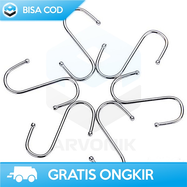 HANGER HOOK MULTIFUNGSI GANTUNGAN BENTUK S STAINLESS STEEL 6CM 10PCS