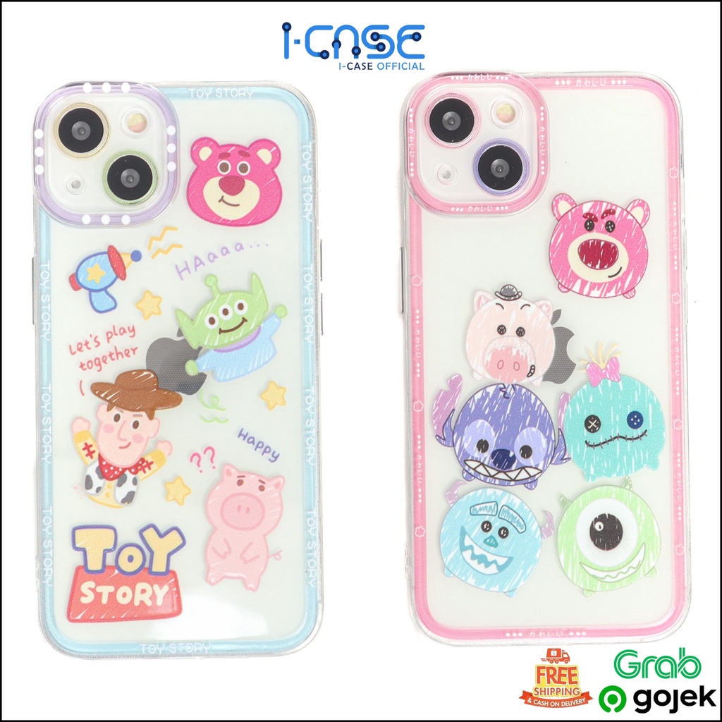 Soft Case Clear Cartoon 2 Motif Tsum Tsum and Toy Story Full Lenscover For iPhone 7 8 SE 7+ 8+ X XR XS 11 12 13 Mini Pro Max