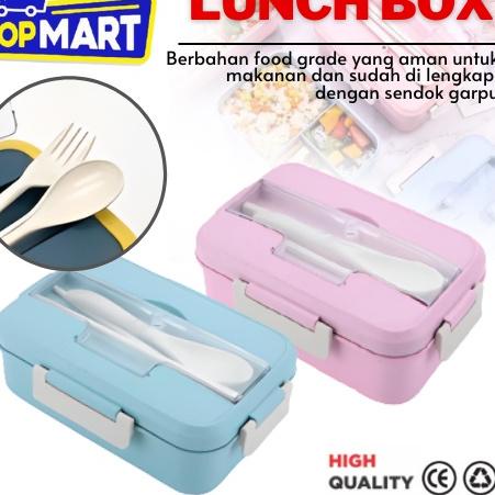 Harga Spesial Lunch Box Set Kotak Bekal Makan 3 in 1 Free sendok garpu NO sumpit 1000ML 31003 TOPMAR