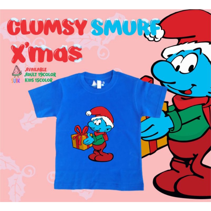 kaos Christmas Natal baju natal couple smurf