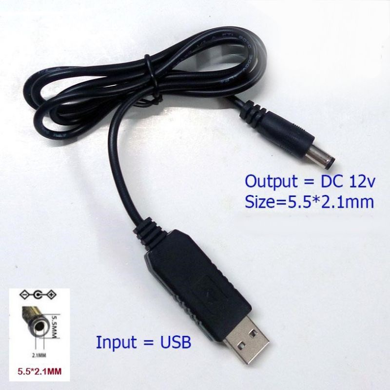 Kabel Adaptor Konverter Usb Power Boost Dc 5V Ke Dc 12V Untuk Alat Elektronik